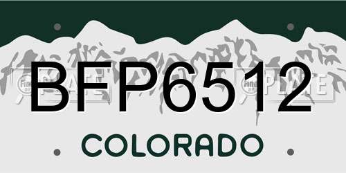 BFP6512 Colorado License Plate