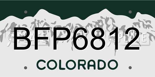 BFP6812 Colorado License Plate