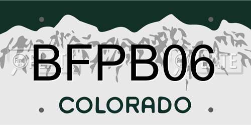 BFPB06 Colorado License Plate