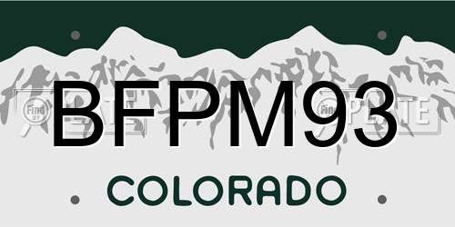 BFPM93 Colorado License Plate