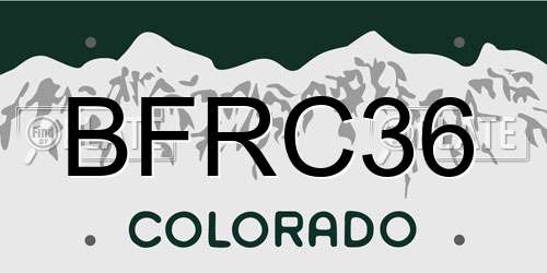 BFRC36 Colorado License Plate