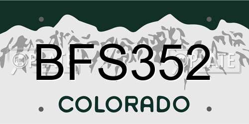 BFS352 Colorado License Plate