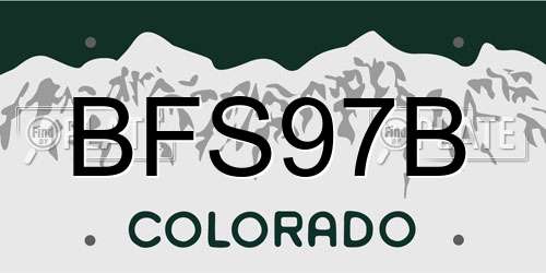 BFS97B Colorado License Plate