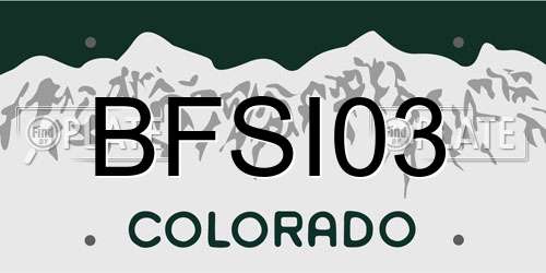BFSI03 Colorado License Plate