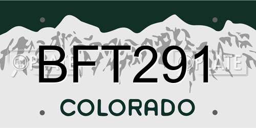 BFT291 Colorado License Plate