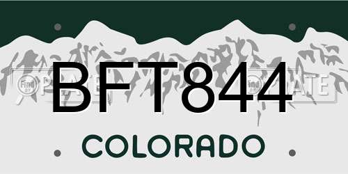 BFT844 Colorado License Plate