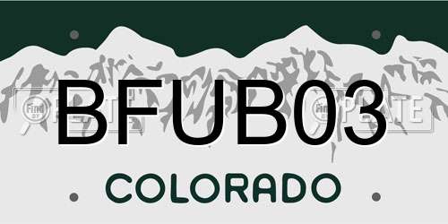 BFUB03 Colorado License Plate