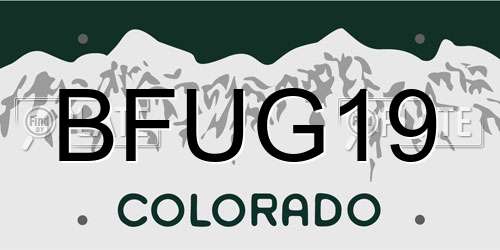 BFUG19 Colorado License Plate