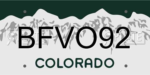 BFVO92 Colorado License Plate