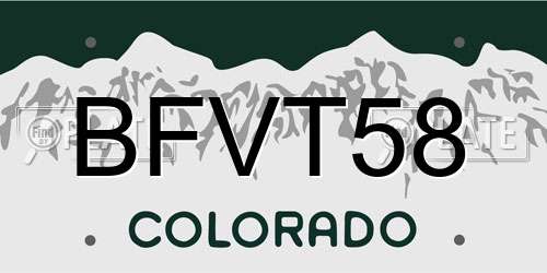 BFVT58 Colorado License Plate