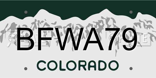 BFWA79 Colorado License Plate