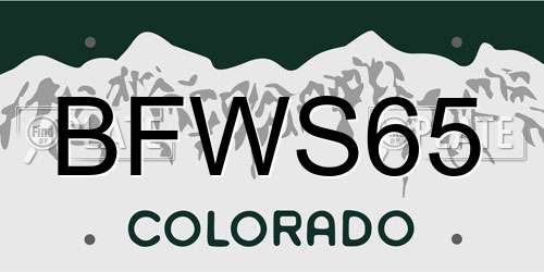 BFWS65 Colorado License Plate