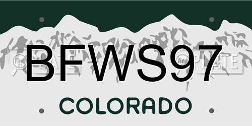 BFWS97 Colorado License Plate