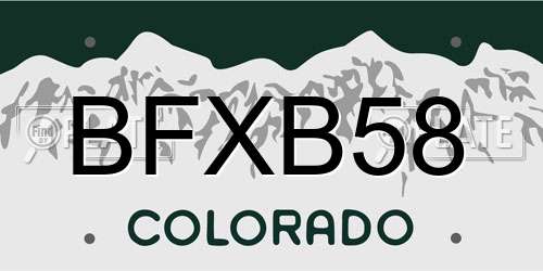 BFXB58 Colorado License Plate