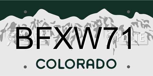 BFXW71 Colorado License Plate