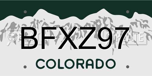 BFXZ97 Colorado License Plate