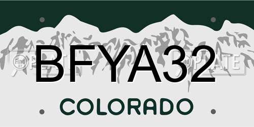 BFYA32 Colorado License Plate