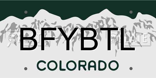 BFYBTL Colorado License Plate