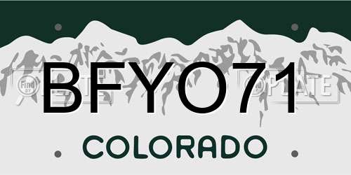 BFYO71 Colorado License Plate