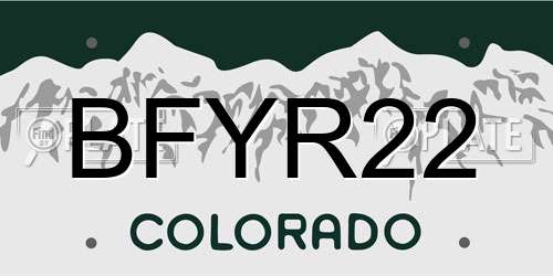 BFYR22 Colorado License Plate