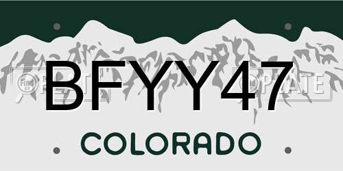 BFYY47 Colorado License Plate