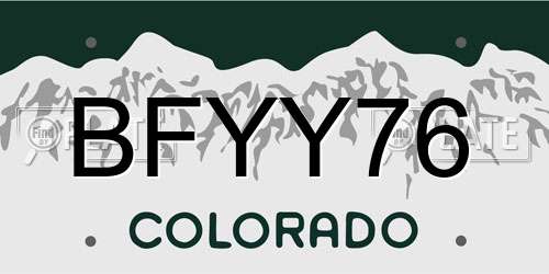 BFYY76 Colorado License Plate