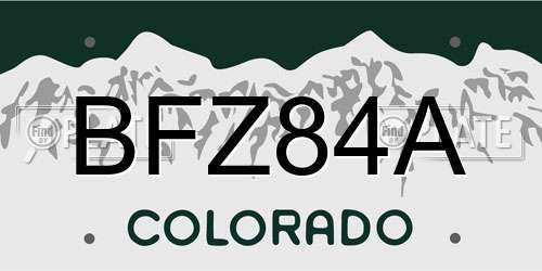 BFZ84A Colorado License Plate