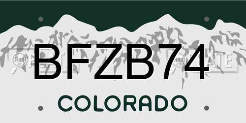 BFZB74 Colorado License Plate