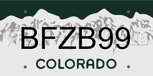 BFZB99 Colorado License Plate