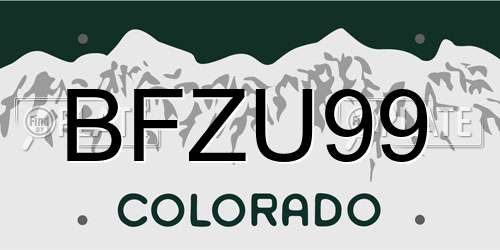 BFZU99 Colorado License Plate