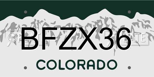 BFZX36 Colorado License Plate