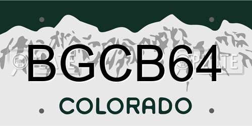 BGCB64 Colorado License Plate