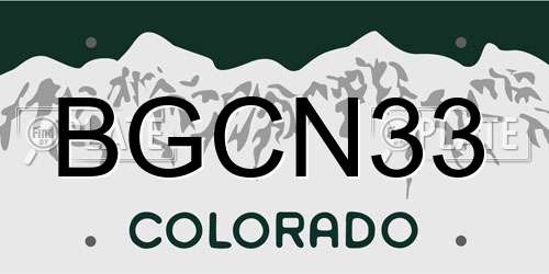BGCN33 Colorado License Plate
