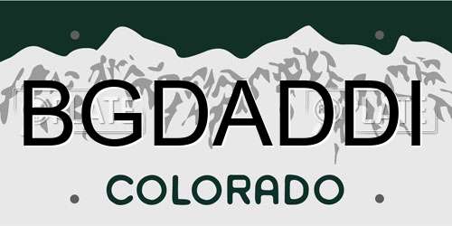 BGDADDI Colorado License Plate