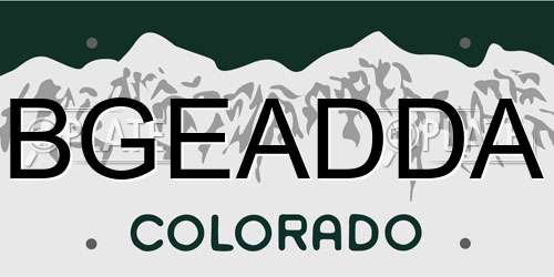 BGEADDA Colorado License Plate