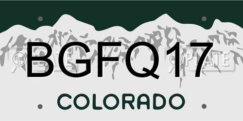 BGFQ17 Colorado License Plate