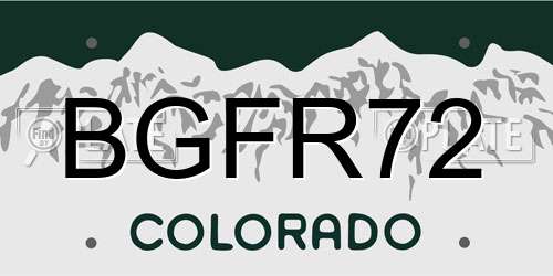 BGFR72 Colorado License Plate