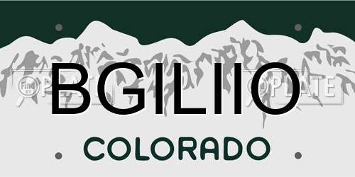 BGILIIO Colorado License Plate