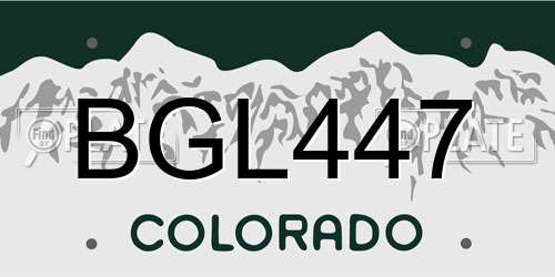 BGL447 Colorado License Plate