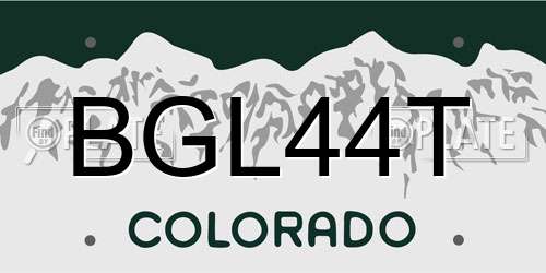 BGL44T Colorado License Plate
