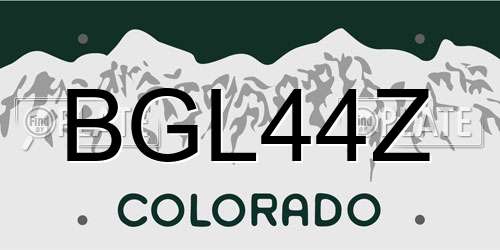 BGL44Z Colorado License Plate