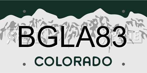 BGLA83 Colorado License Plate