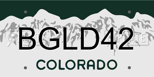 BGLD42 Colorado License Plate