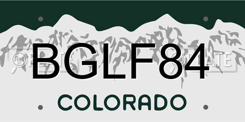 BGLF84 Colorado License Plate