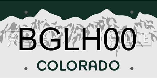 BGLH00 Colorado License Plate