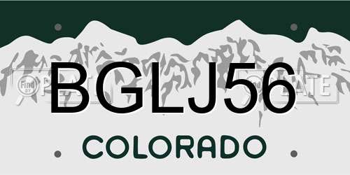 BGLJ56 Colorado License Plate