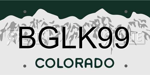 BGLK99 Colorado License Plate