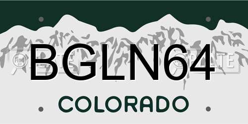 BGLN64 Colorado License Plate