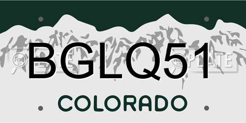 BGLQ51 Colorado License Plate