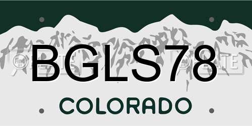 BGLS78 Colorado License Plate